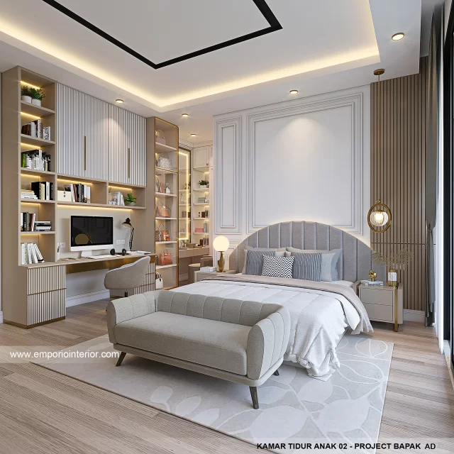 Desain Kamar Tidur Anak 2 Rumah Modern 2.5 Lantai Bapak AD di Tangerang, Banten