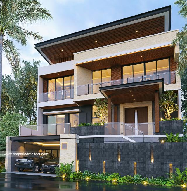 Desain Tampak Depan 2 Rumah Modern 2.5 Lantai Bapak ATG di Bandung, Jawa Barat