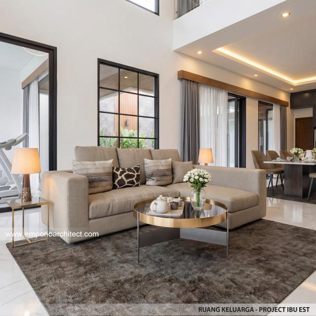 Desain Ruang Keluarga Rumah Modern 2.5 Lantai Ibu EST di Semarang
