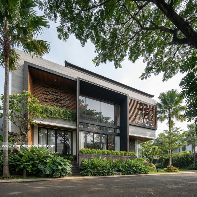 Desain Tampak Samping Rumah Modern 2.5 Lantai Ibu EST di Semarang