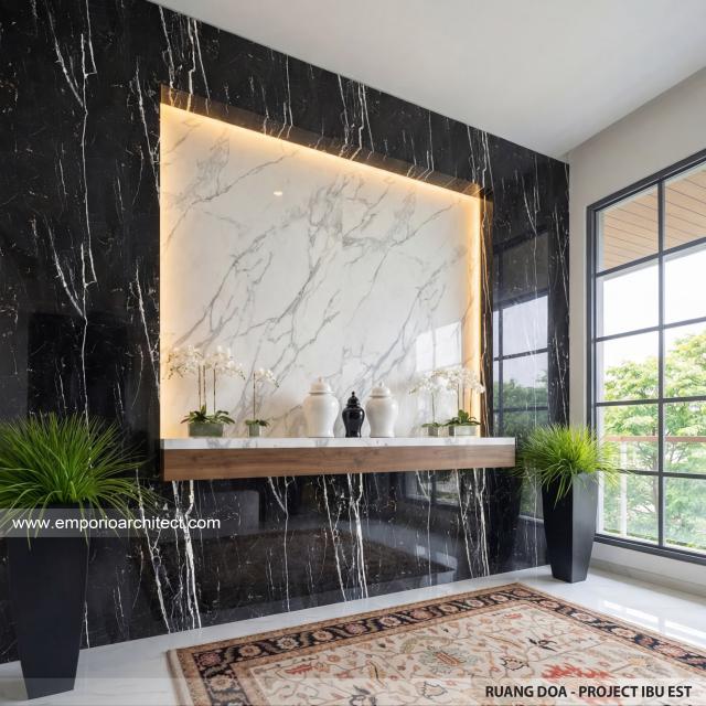 Desain Ruang Ibadah Rumah Modern 2.5 Lantai Ibu EST di Semarang