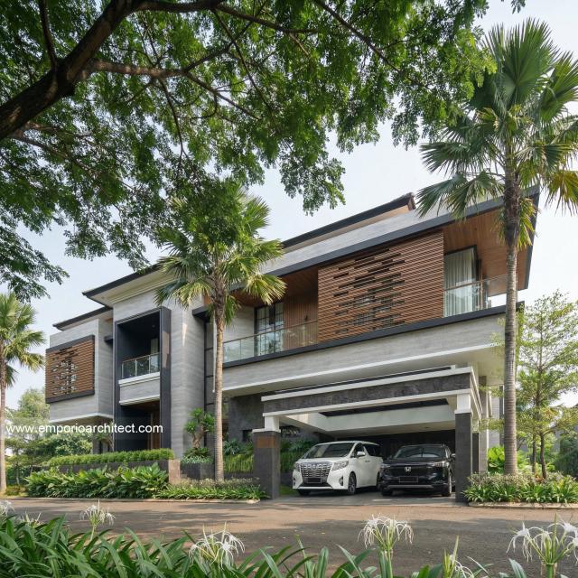 Desain Tampak Depan 3 Rumah Modern 2.5 Lantai Ibu EST di Semarang