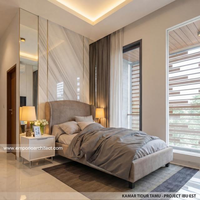 Desain Kamar Tidur Tamu Rumah Modern 2.5 Lantai Ibu EST di Semarang