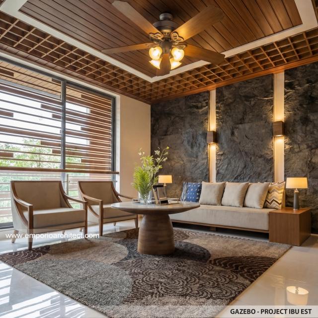 Desain Area Gazebo Rumah Modern 2.5 Lantai Ibu EST di Semarang