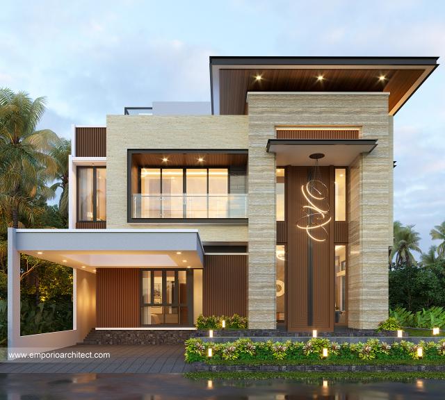 Desain Tampak Depan 2 Rumah Modern 2.5 Lantai Mrs. LDY di Jakarta