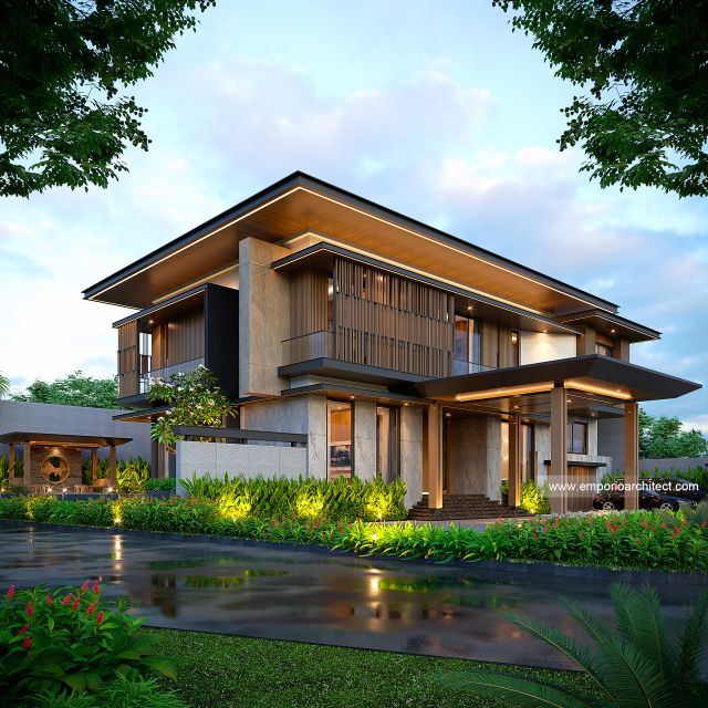 Desain Tampak Depan 3 Rumah Modern 2.5 Lantai Ibu LL di Kalimantan Tengah
