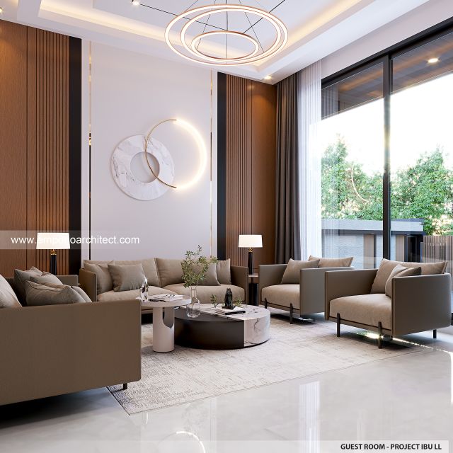 Desain Ruang Tamu Rumah Modern 2.5 Lantai Ibu LL di Kalimantan Tengah