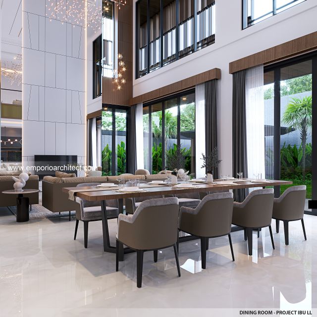 Desain Ruang Makan Rumah Modern 2.5 Lantai Ibu LL di Kalimantan Tengah