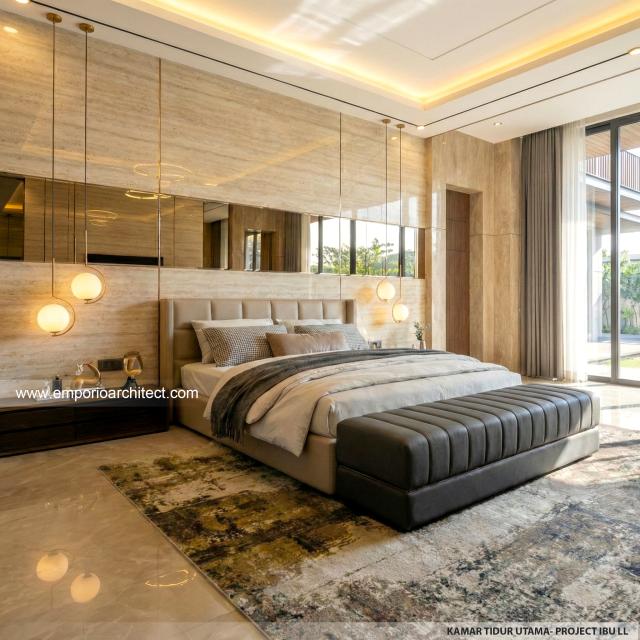 Desain Kamar Tidur Utama Rumah Modern 2.5 Lantai Ibu LL di Kalimantan Tengah
