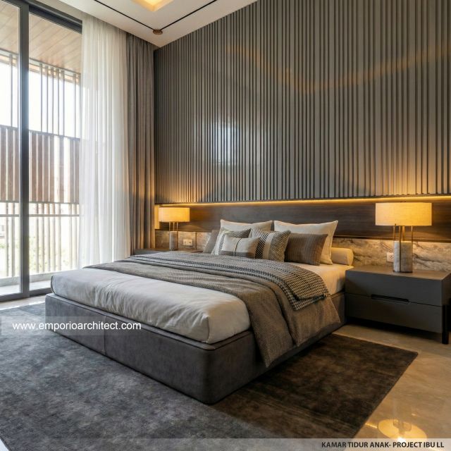 Desain Kamar Tidur Anak Rumah Modern 2.5 Lantai Ibu LL di Kalimantan Tengah