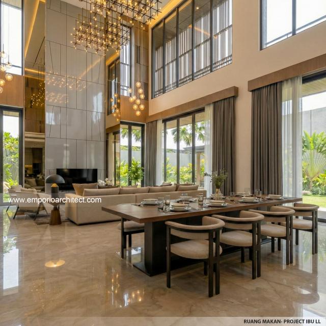 Desain Ruang Makan Rumah Modern 2.5 Lantai Ibu LL di Kalimantan Tengah