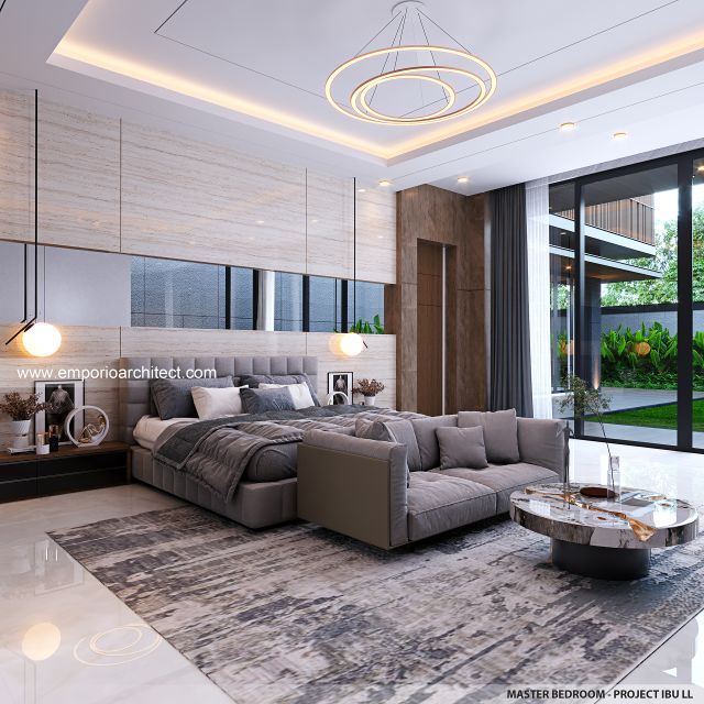 Desain Kamar Tidur Utama Rumah Modern 2.5 Lantai Ibu LL di Kalimantan Tengah