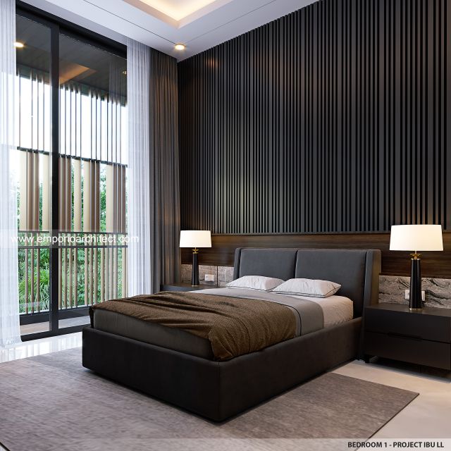 Desain Kamar Tidur 1 Rumah Modern 2.5 Lantai Ibu LL di Kalimantan Tengah