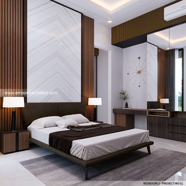 Desain Kamar Tidur 2 Rumah Modern 2.5 Lantai Ibu LL di Kalimantan Tengah