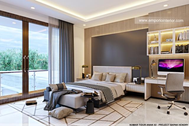 Desain Kamar Tidur Anak 2 Rumah Modern 2.5 Lantai Bapak Hendry di Palembang