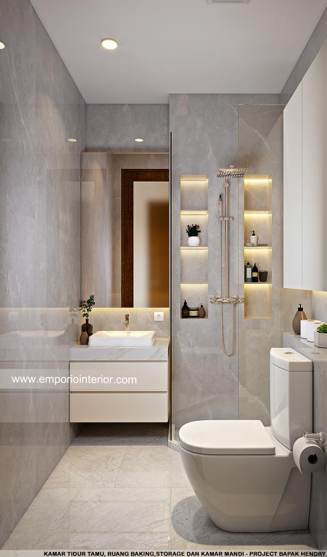 Desain Kamar Mandi Rumah Modern 2.5 Lantai Bapak Hendry di Palembang