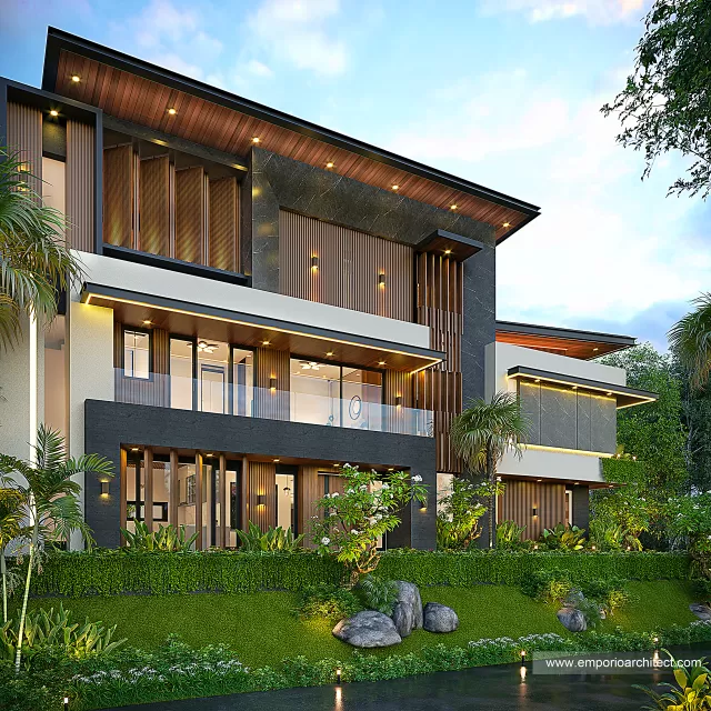 Desain Tampak Samping Rumah Modern 2.5 Lantai Bapak DRS Type B di Bandung