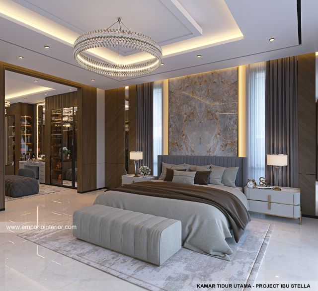 Desain Kamar Tidur Utama Rumah Modern 2.5 Lantai Ibu STL di Jakarta