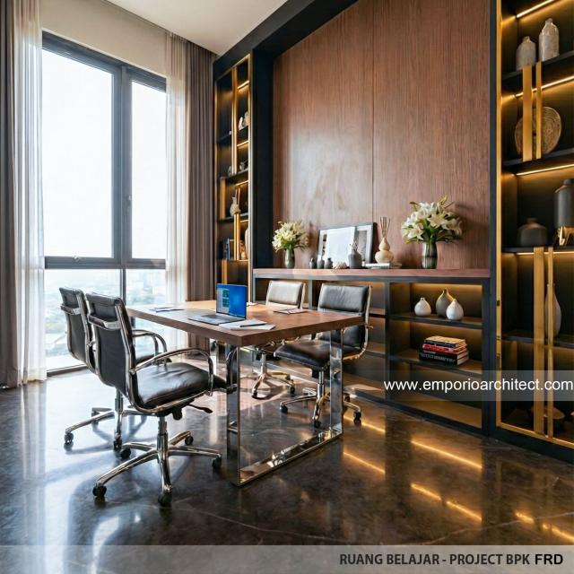 Desain Ruang Belajar Rumah Modern 3 Lantai Bapak FRD di Jakarta
