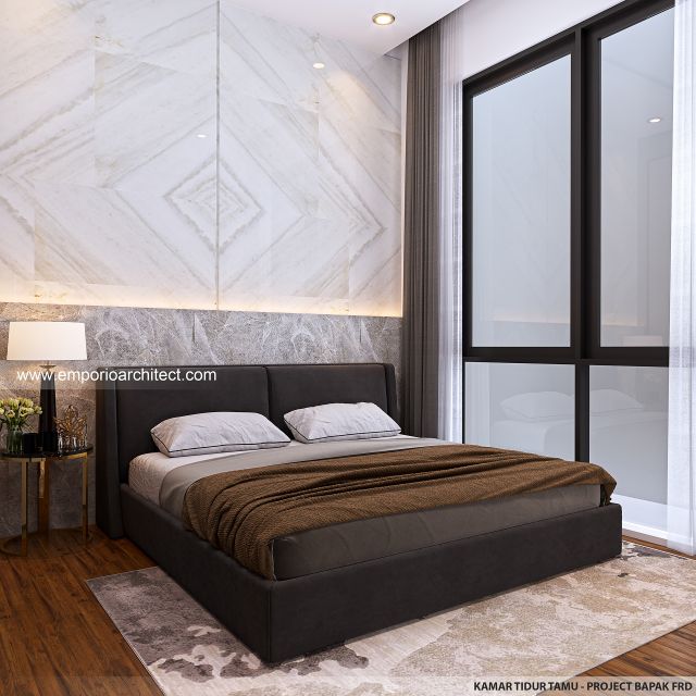 Desain Kamar Tidur Tamu Rumah Modern 3 Lantai Bapak FRD di Jakarta