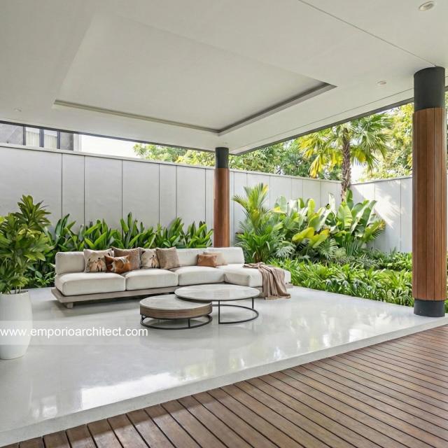 Desain Tampak Detail Belakang 2 Rumah Modern 3 Lantai Bapak FRD di Jakarta