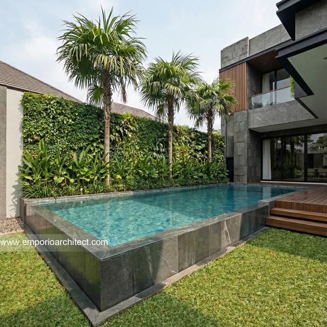 Desain Tampak Detail Belakang Rumah Modern 3 Lantai Bapak FRD di Jakarta
