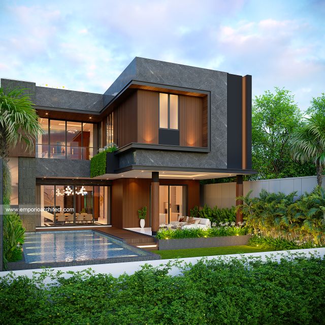 Desain Tampak Belakang Rumah Modern 3 Lantai Bapak FRD di Jakarta