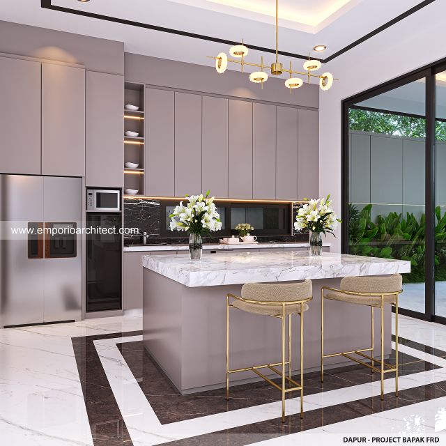 Desain Dapur Rumah Modern 3 Lantai Bapak FRD di Jakarta