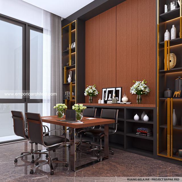 Desain Ruang Belajar Rumah Modern 3 Lantai Bapak FRD di Jakarta