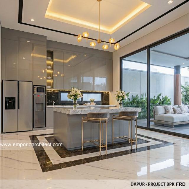 Desain Dapur Rumah Modern 3 Lantai Bapak FRD di Jakarta