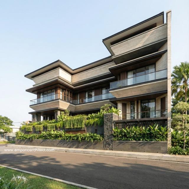 Desain Tampak Samping Rumah Modern 3 Lantai Bapak CHN di Bandung