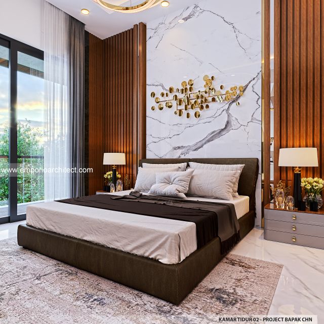 Desain Kamar Tidur 2 Rumah Modern 3 Lantai Bapak CHN di Bandung