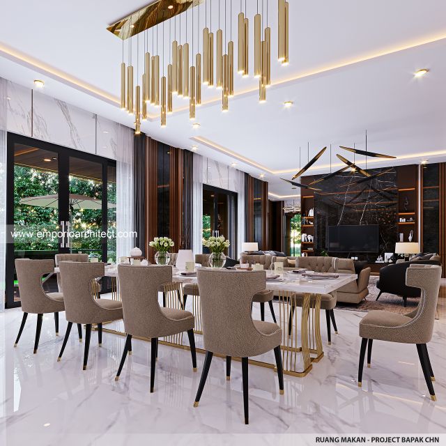 Desain Ruang Makan Rumah Modern 3 Lantai Bapak CHN di Bandung