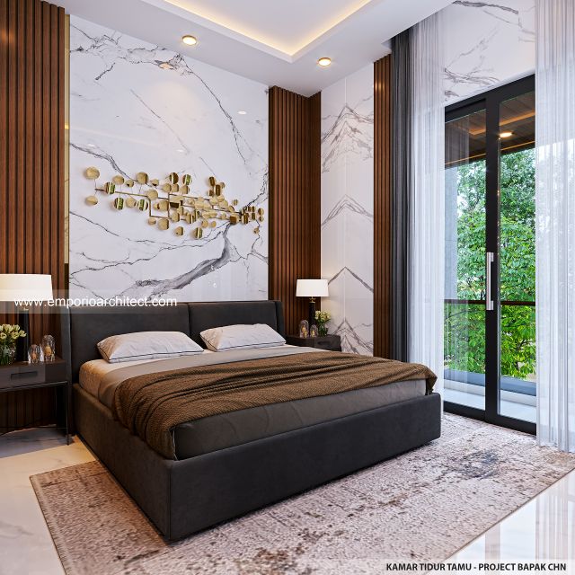 Desain Kamar Tidur Tamu Rumah Modern 3 Lantai Bapak CHN di Bandung