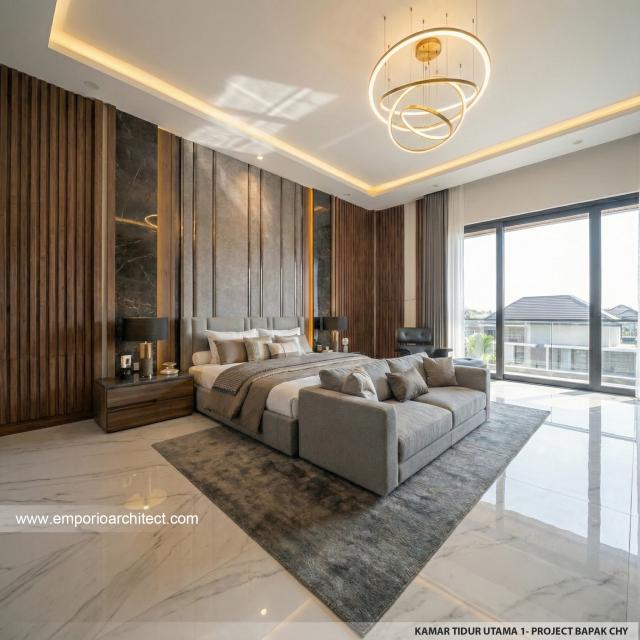 Desain Kamar Tidur Utama 1 Rumah Modern 3 Lantai Bapak CHN di Bandung