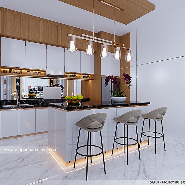 Desain Dapur Rumah Modern 3 Lantai Ibu ISR II di Makassar