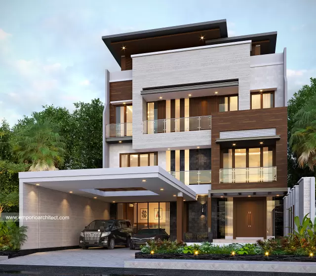 Desain Rumah Modern 3 Lantai Bapak Rito di NTT (Nusa Tenggara Timur) - Tampak Depan