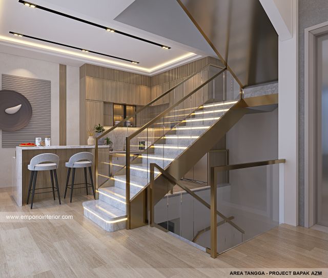 Desain Area Tangga Rumah Modern 3 Lantai Bapak AZM di Jakarta Selatan