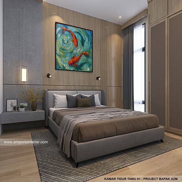 Desain Kamar Tidur Tamu 1 Rumah Modern 3 Lantai Bapak AZM di Jakarta Selatan