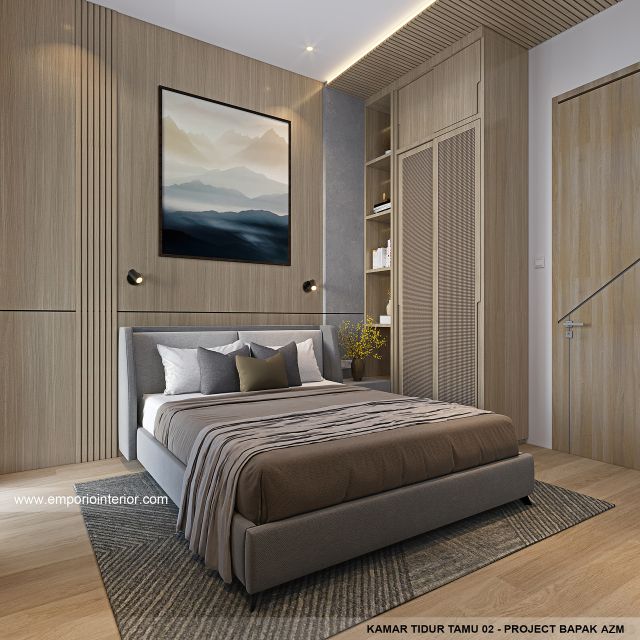 Desain Kamar Tidur Tamu 2 Rumah Modern 3 Lantai Bapak AZM di Jakarta Selatan