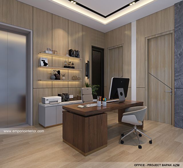 Desain Kantor (Ruang Kerja) Rumah Modern 3 Lantai Bapak AZM di Jakarta Selatan