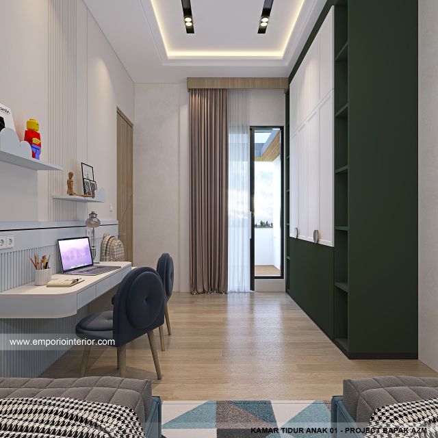 Desain Kamar Tidur Anak 1 Rumah Modern 3 Lantai Bapak AZM di Jakarta Selatan