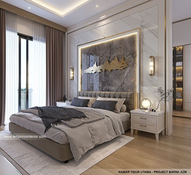 Desain Kamar Tidur Utama Rumah Modern 3 Lantai Bapak AZM di Jakarta Selatan