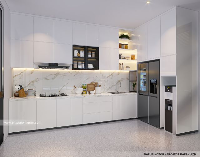 Desain Dapur Kotor Rumah Modern 3 Lantai Bapak AZM di Jakarta Selatan