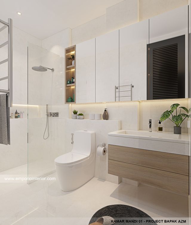 Desain Kamar Mandi 1 Rumah Modern 3 Lantai Bapak AZM di Jakarta Selatan