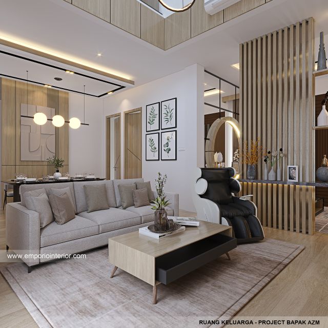 Desain Ruang Keluarga Rumah Modern 3 Lantai Bapak AZM di Jakarta Selatan
