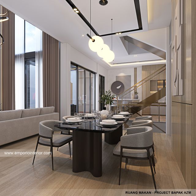 Desain Ruang Makan Rumah Modern 3 Lantai Bapak AZM di Jakarta Selatan