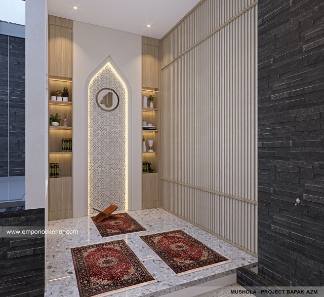 Desain Mushola Rumah Modern 3 Lantai Bapak AZM di Jakarta Selatan