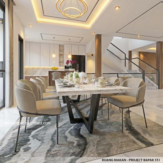 Desain Ruang Makan Rumah Modern 3 Lantai Bapak STJ di Jakarta Barat