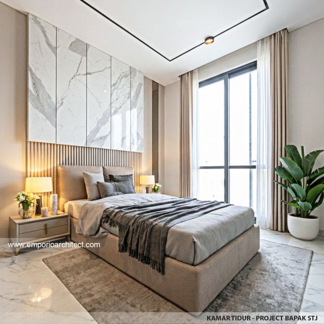 Desain Kamar Tidur Rumah Modern 3 Lantai Bapak STJ di Jakarta Barat